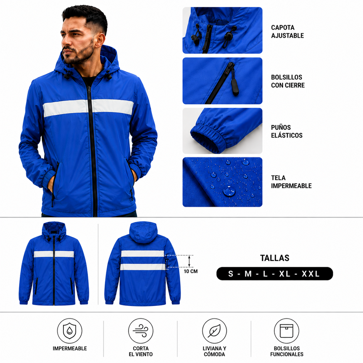 CHAQUETA CON CINTA REFLECTIVAS