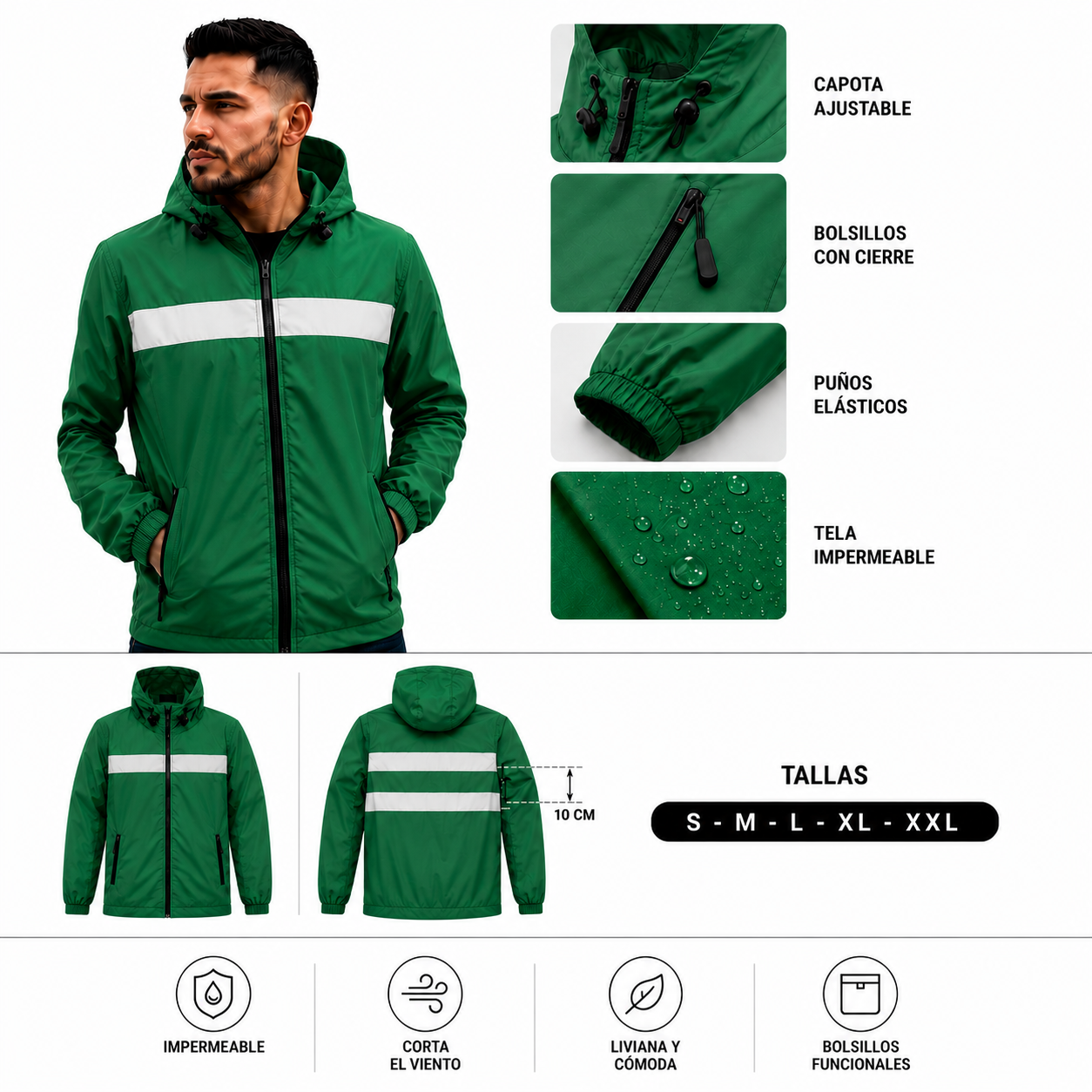 CHAQUETA CON CINTA REFLECTIVAS