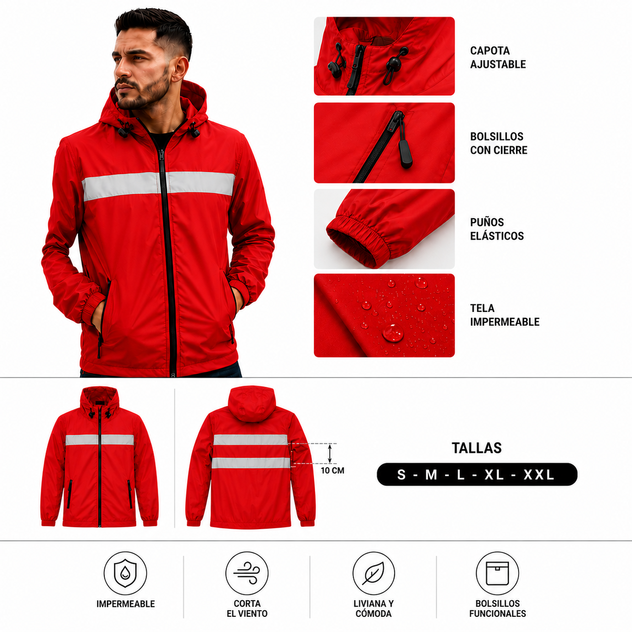 CHAQUETA CON CINTA REFLECTIVAS