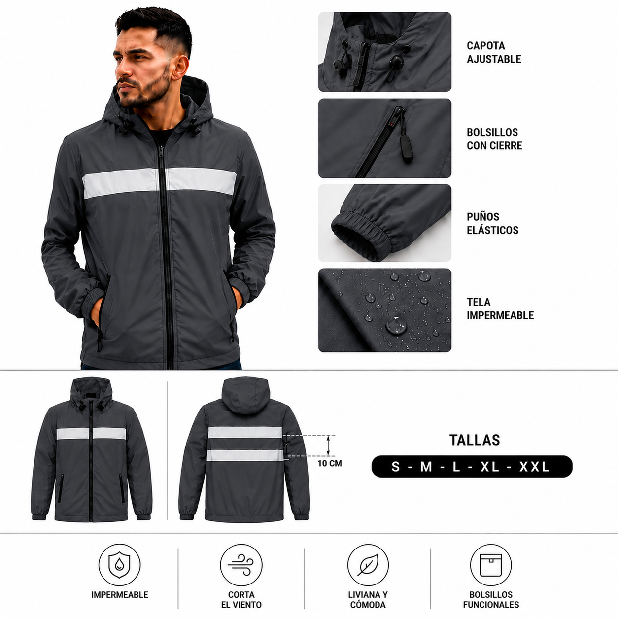 CHAQUETA CON CINTA REFLECTIVAS