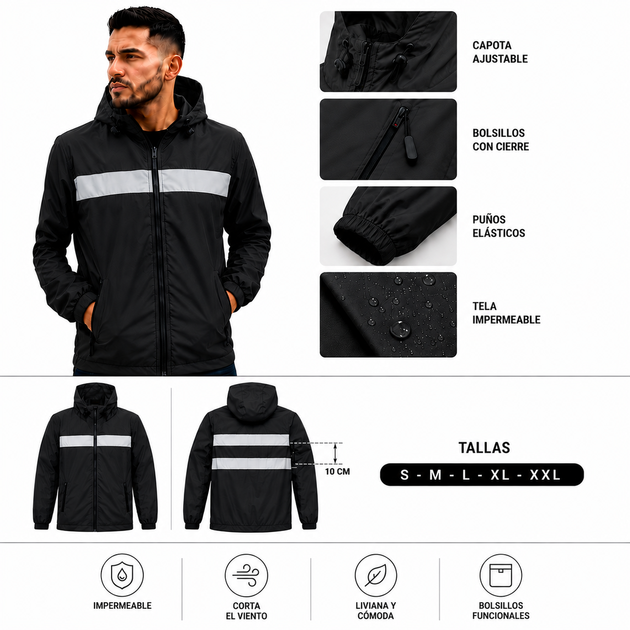 CHAQUETA CON CINTA REFLECTIVAS