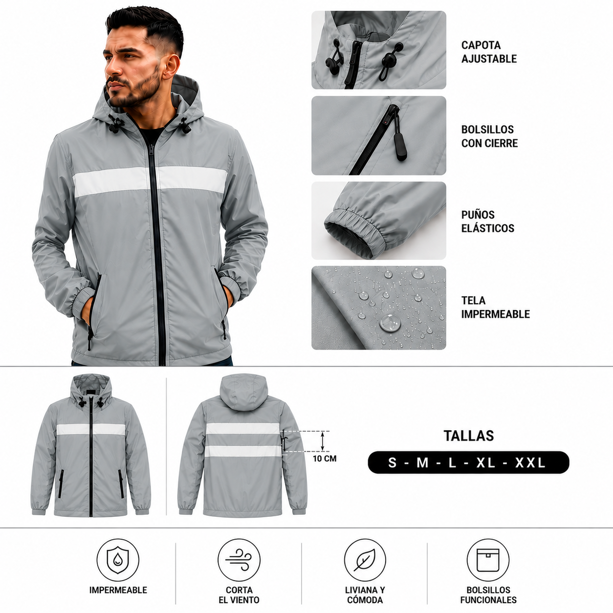 CHAQUETA CON CINTA REFLECTIVAS